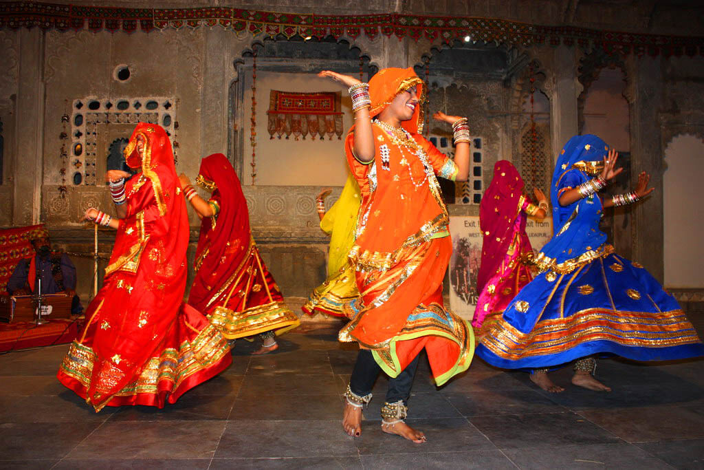 Rajasthani folk dance Ghoomar at wedding celebration